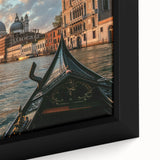 Extra large black wall art featuring a textured gondola on a colorful, abstract background, ideal for living room decor.