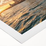 Art deco poster of a gondola on water in muted blue and gray tones on rolled canvas, suitable for dining room decor.