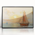 Large abstract wall art featuring a rowboat in muted gray and blue tones on a framed acrylic.