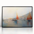 Large abstract wall art featuring a rowboat in muted gray on a framed black acrylic, ideal for modern living room decor.