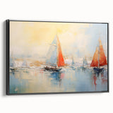 Black and white vintage poster art of a rowboat on water, framed canvas, suitable for bedroom wall decor.