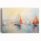 Black and white photograph of a rowboat on water, printed on large stretched canvas, suitable for kitchen wall art.