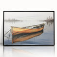 Framed acrylic print of a large abstract rowboat in black and white, ideal for modern art wall decor in living spaces.