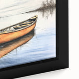 Extra large black wall art featuring a rowboat, textured with vibrant color accents on a framed canvas.