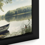 Black wall art featuring a close-up of a colorful, textured rowboat on a framed canvas, ideal for living room decor.