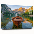 Side view of a rowboat on acrylic glass, in muted blue and gray hues, suitable for bedroom or dining room decor.