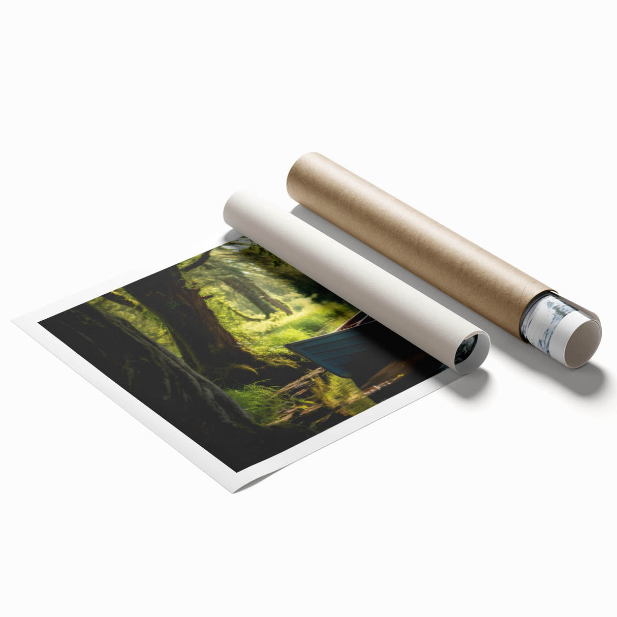 Extra large canvas print of a rowboat on calm waters in muted blue and gray tones, ideal for classy bathroom wall art.