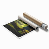 Extra large canvas print of a rowboat on calm waters in muted blue and gray tones, ideal for classy bathroom wall art.