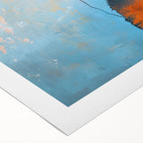 Art deco style poster featuring a rowboat in muted blue and gray tones on rolled canvas, suitable for dining room wall art.