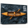 Acrylic print of a side-view rowboat in soft blue and gray tones, suitable for dining room or bedroom decor.