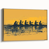 Framed canvas of a vintage rowboat in grayscale, ideal for decorating a study or office space.