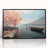 Framed acrylic print featuring a large abstract depiction of a rowboat.