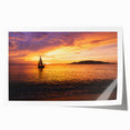 Extra large rolled print of a sailboat on calm waters, in muted blue and gray tones.