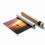 Extra large wall art featuring a sailboat on muted blue and gray waters, printed on rolled canvas.