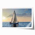 Extra large rolled print of a sailboat on calm waters, rendered in pastel blue and gray tones.