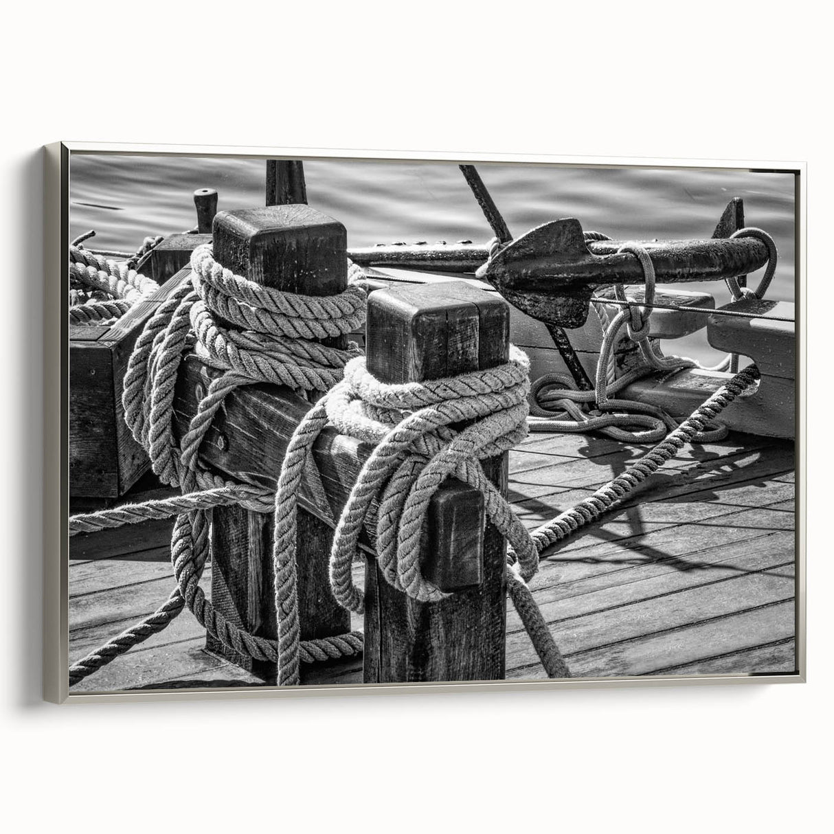 Vintage poster art of a colorful sailboat on a black background, framed canvas, suitable for living room decor.
