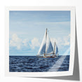 Extra large rolled print of a sailboat on serene blue waters, ideal for art wall dining room.