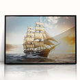 Large abstract wall art of a sailboat in muted gray and blue tones on a framed acrylic, ideal for modern art wall decor.