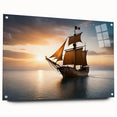 Acrylic print of a side-view sailboat in neutral tones, suitable for bedroom or dining room decor.
