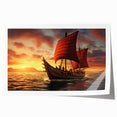 Sailboat on calm waters in pastel blue and gray tones, rolled print, suitable as art wall for dining room.