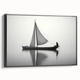 Black and white framed canvas featuring a vintage sailboat, ideal for bedroom wall decor.