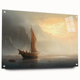Acrylic print of a sailboat in vibrant blue and white tones, suitable for modern bedroom or dining room decor.