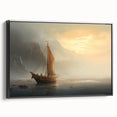 Black and white framed canvas featuring a vintage sailboat design, ideal for bedroom wall art.