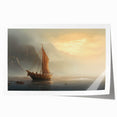 Extra large rolled print featuring a sailboat on calm waters, in muted blue and gray tones, ideal for dining room wall art.