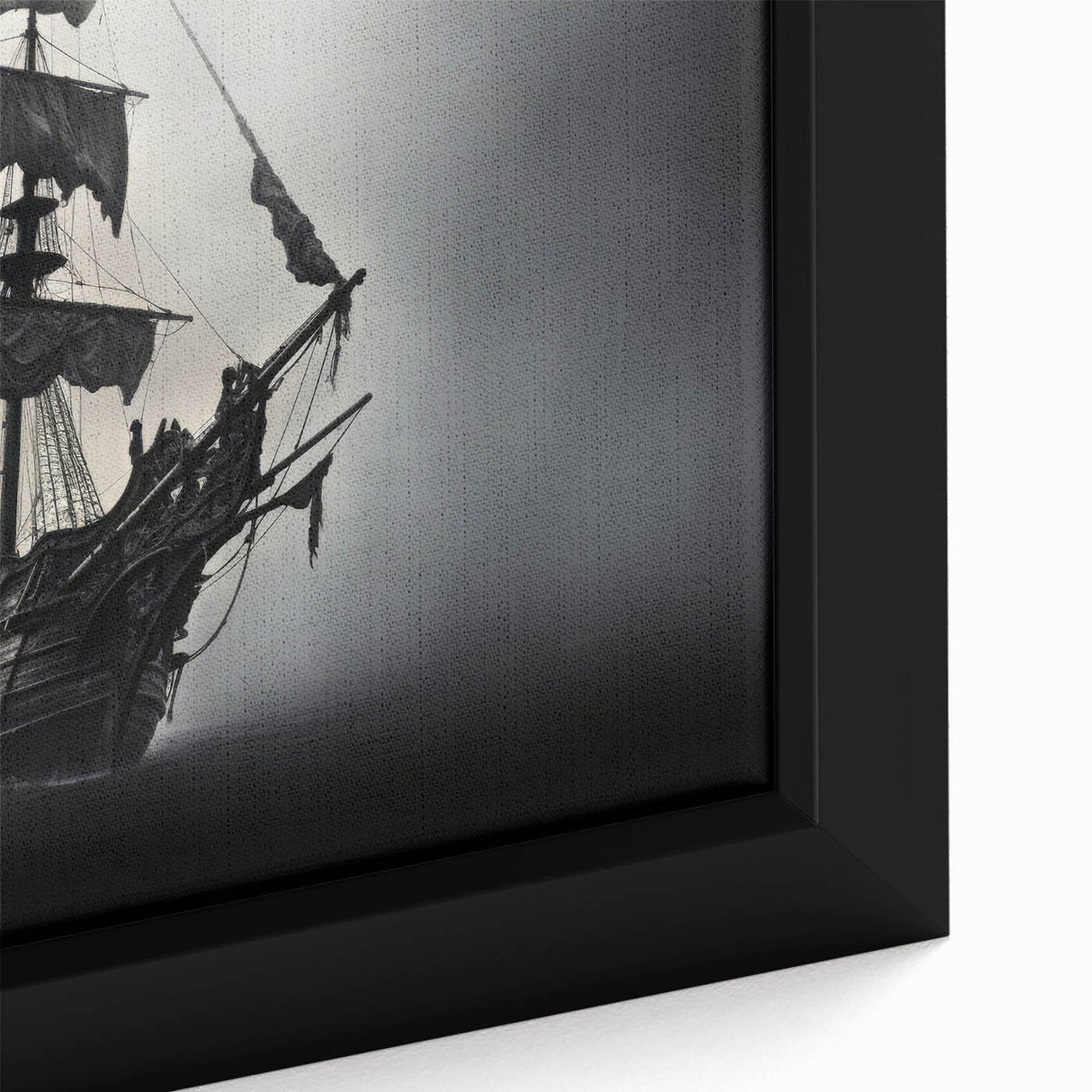 Extra large black wall art of a textured sailboat on a colorful abstract sea, framed canvas, ideal for living room decor.