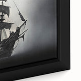 Extra large black wall art of a textured sailboat on a colorful abstract sea, framed canvas, ideal for living room decor.