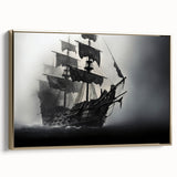 Framed canvas of a vintage-style landscape painting featuring a sailboat on vibrant blue water, ideal for living room decor.
