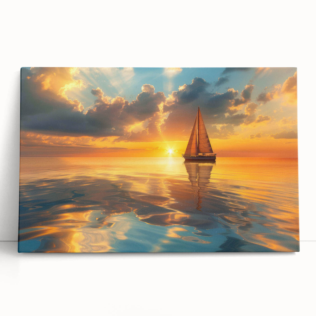 Black and white photo of a sailboat on stretched canvas, ideal for kitchen wall art or bedroom ambiance.