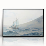Large abstract wall art of a sailboat in black and white, framed acrylic, ideal for modern living room decor.