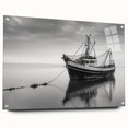 Acrylic print of a sailboat with vivid blue and white colors, ideal for modern bedroom or dining room decor.