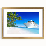 Textured art depicting an abstract representation of boats, rendered in muted blue and gray tones on a framed canvas.