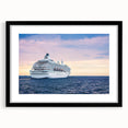 Extra large abstract art print of a colorful, textured ship on a black framed canvas, ideal for living room decor.
