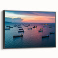 Black and white framed canvas of a vintage ship, ideal for bedroom wall decor.