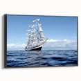 Black and white framed canvas of a vintage ship, ideal for bedroom wall decor.