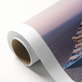 Art deco poster of a vintage ship on rolled canvas, in muted blue and gray tones, ideal for nursery wall art.