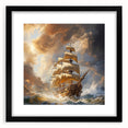 Colorful abstract art print of a stylized boat, using vibrant hues on a textured large canvas, ideal for living room decor.