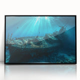 Large abstract wall art depicting a stylized ship in black and white tones on a framed acrylic.