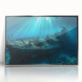 Mid-century modernist art deco poster of a ship, muted gray and silver tones on acrylic, ideal for modern art wall decor.