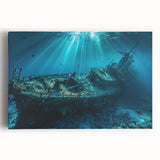 Black and white photograph of a vintage ship, printed on large stretched canvas, suitable for kitchen wall art.