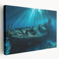Side view of a ship on stretched canvas in muted blue and gray, ideal for kitchen wall art.
