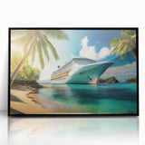 Large abstract wall art featuring a stylized ship in black and gray tones on a framed acrylic, ideal for modern office decor.