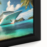 Extra large black wall art featuring a textured, colorful abstract boat design on a framed canvas.