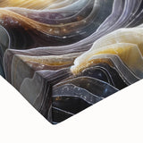 Large art of a black and white landscape painting featuring ships on a stretched canvas, ideal for bedroom wall decor.