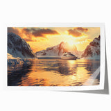 Extra large wall art featuring a detailed ship on muted blue and gray tones, printed on rolled canvas.