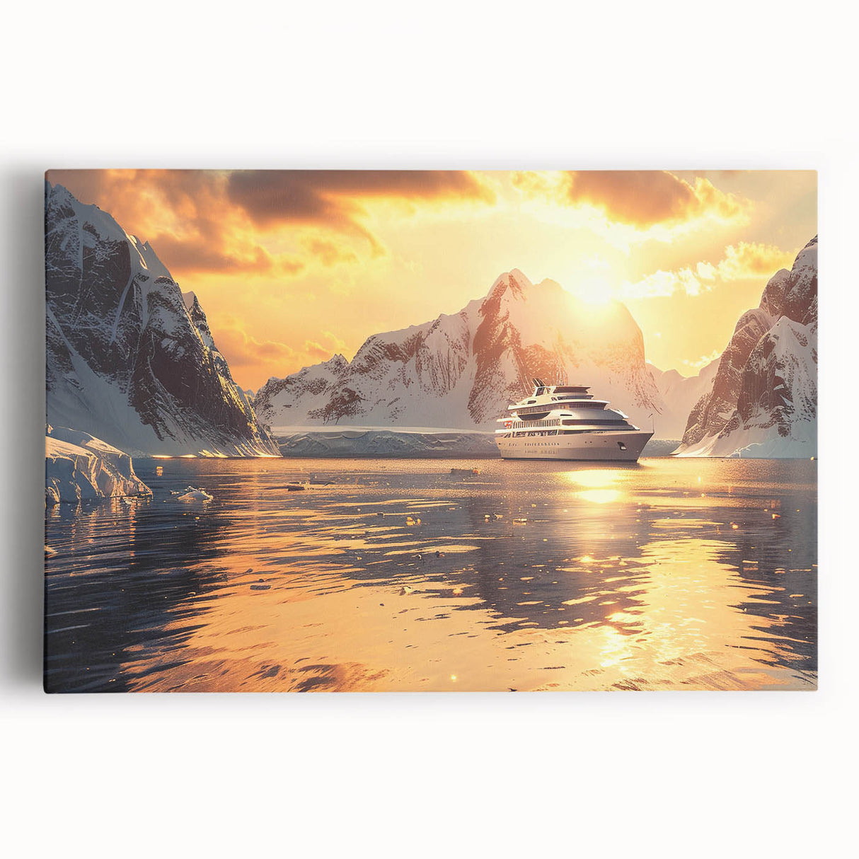 Black and white photo of a vintage ship on stretched canvas, ideal for kitchen wall art.