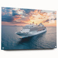 Acrylic print of a side view of a ship, rendered in large abstract style with grayscale tones.